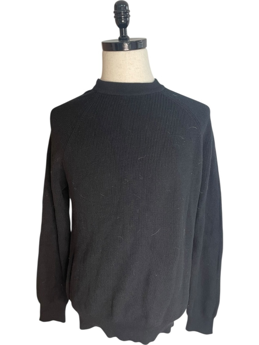 Zara Pearl Ribbed Knit Sweater Black